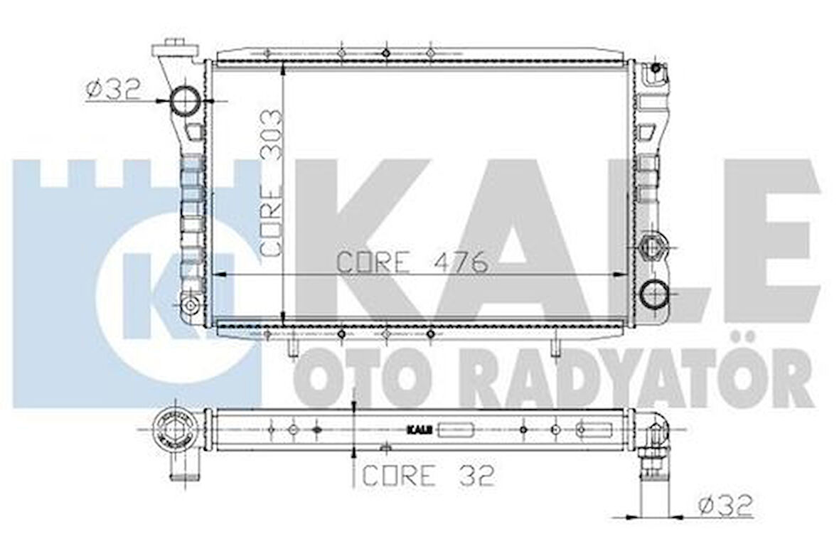 Kale 0560012AL Motor Radyatörü Dacia 1.3 476x303x32 2 Sıra Al Pl Sistem 8200308709