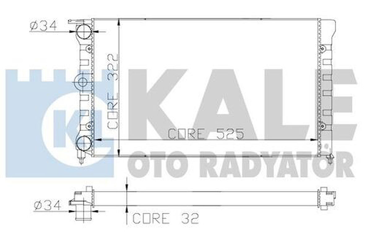 Kale 2025102AL Radyatör 11 Sıra Al Pl Passat-Polo-Santana 32112253BM