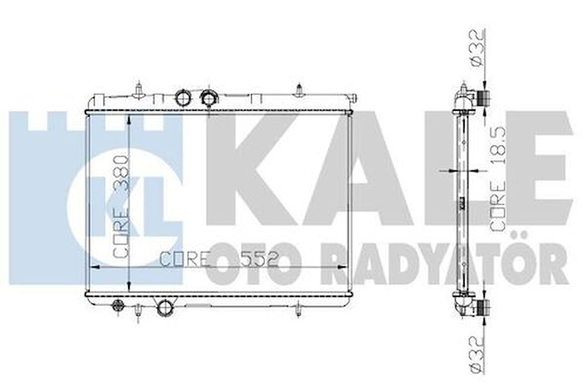 Kale 2041011AB Motor Su Radyatörü 206 206 T3E 1.1L 1.4L 1.6 16V 98-Klimalı 1 Sıra Alb Sistem 1330.38