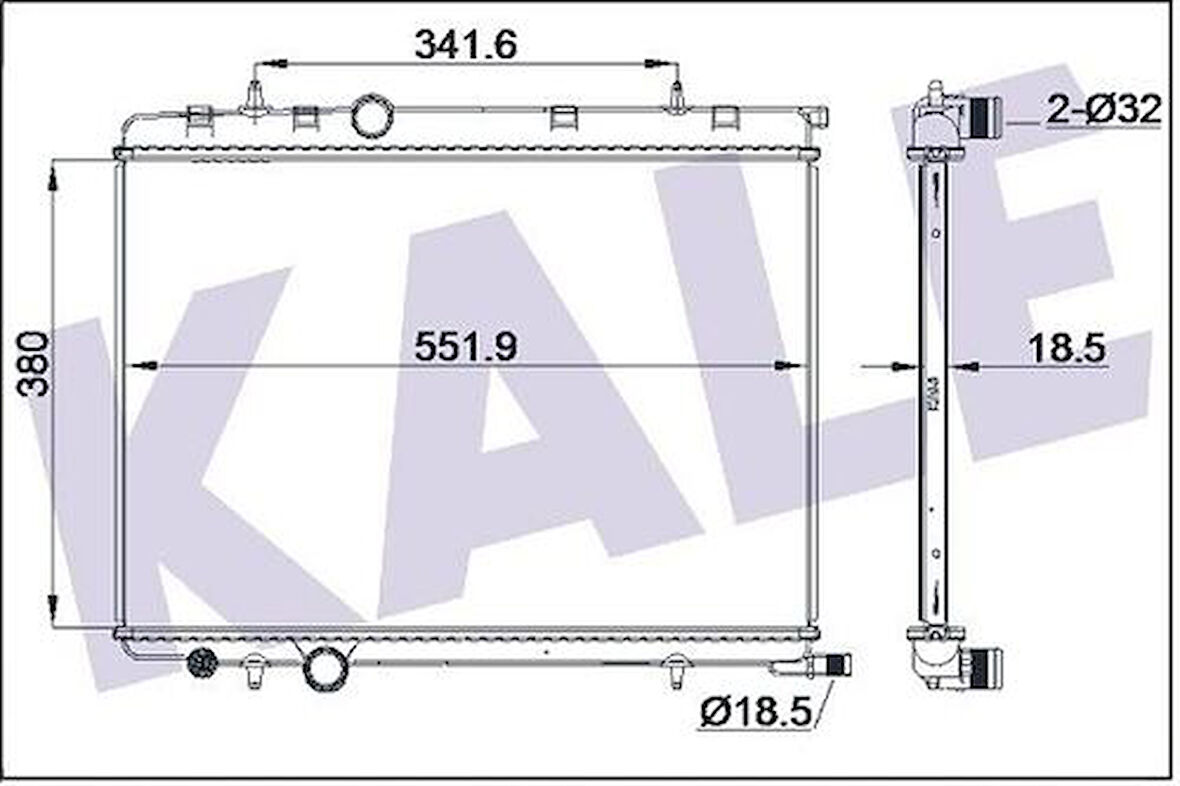 Kale 2044011AB Motor Su Radyatörü P307 Xsara Vts Ew10J4 2.0 16V Tu5Jp4 1.6 16V Mt 1330.G2