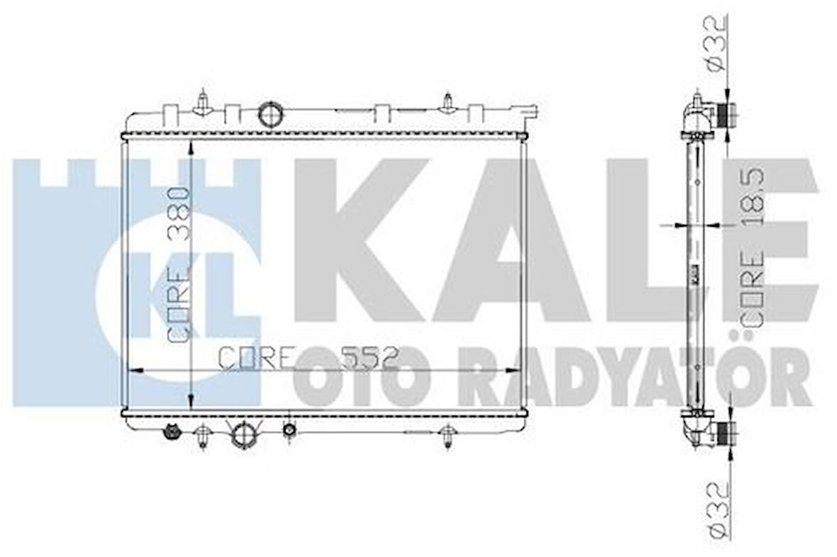 Kale 2045021AB Motor Su Radyatör P307 01 06 Xsara II Tu5Jp4 1.6L 16V Otomatik Olcu 1330851330G4