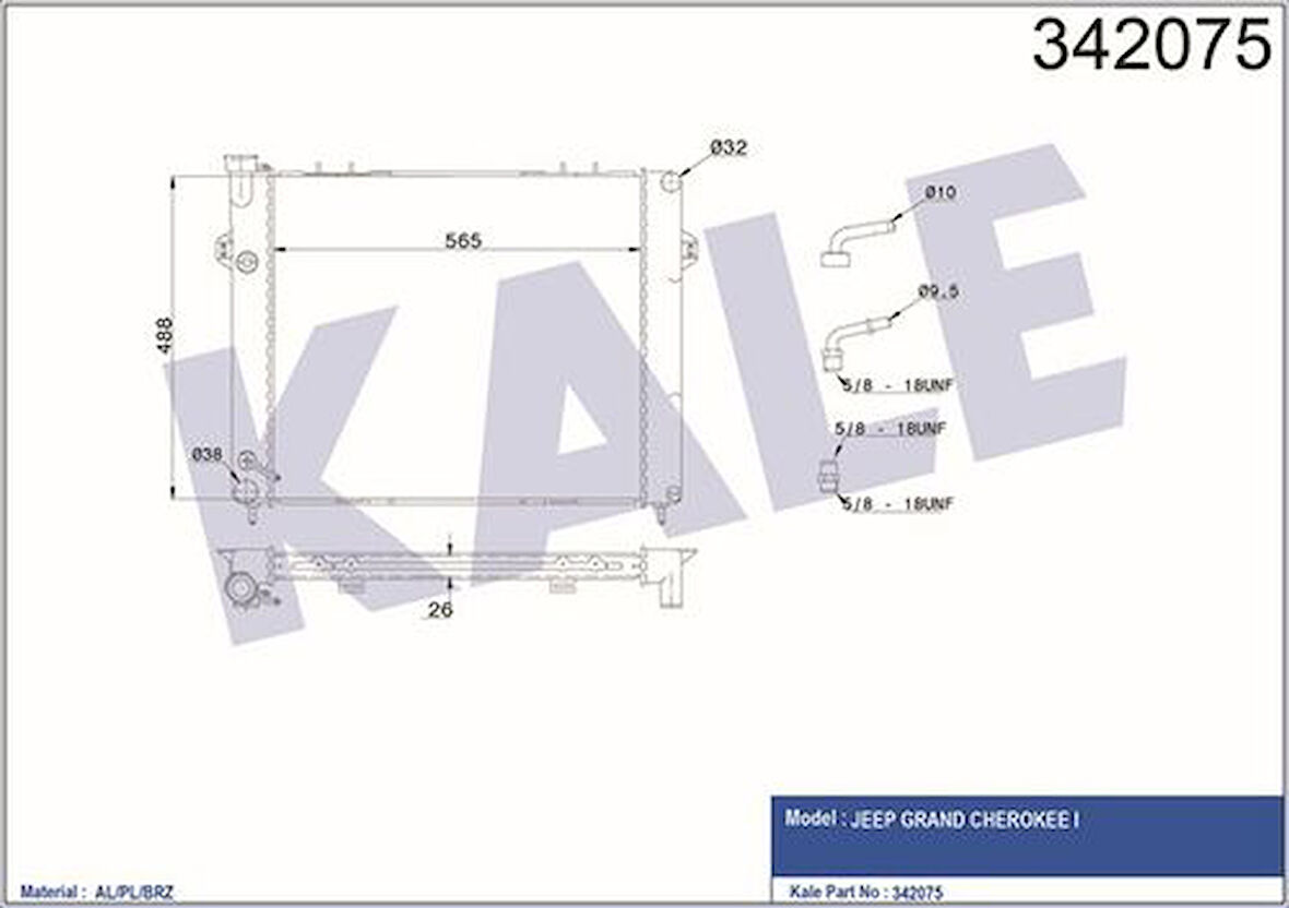 Kale 342075 Radyatör Jeep Grand Jeep Cherokee I Al-Pl-Brz 4734103
