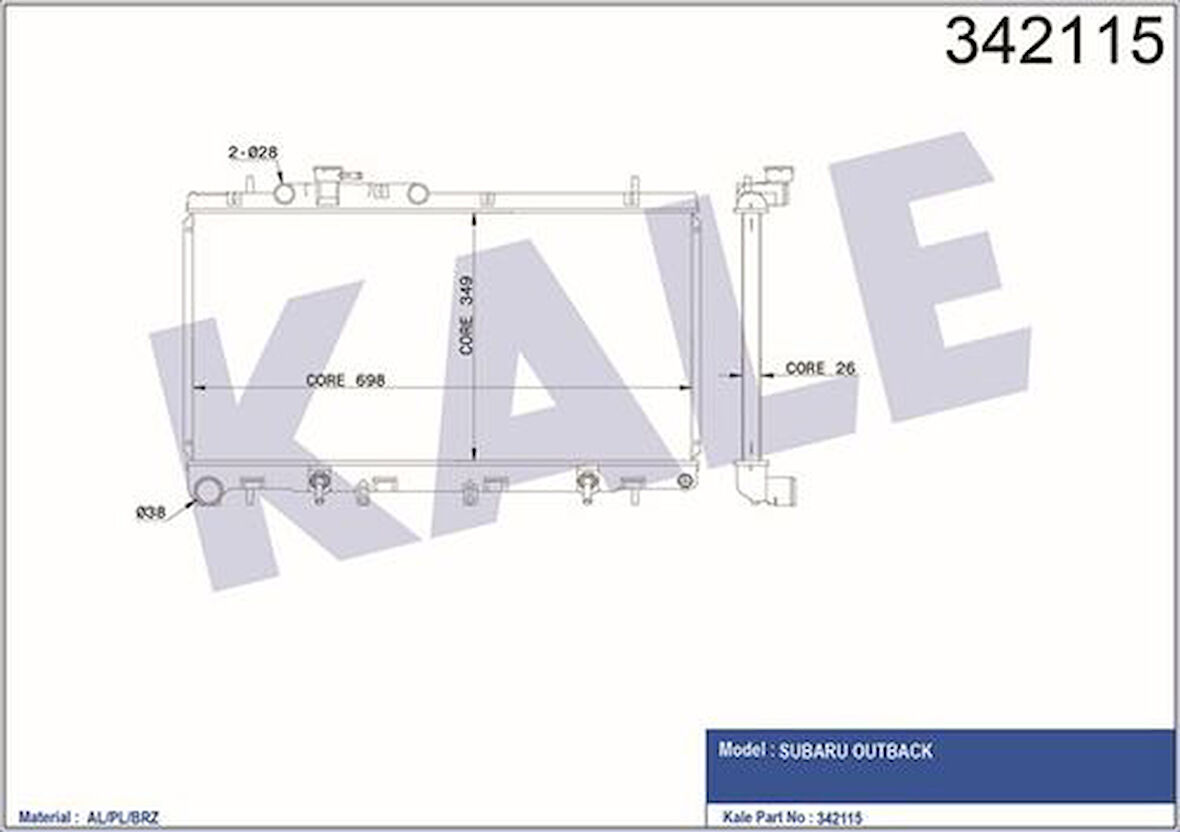 Kale 342115 Radyatör Subaru Outback Al-Pl-Brz 45111AE060