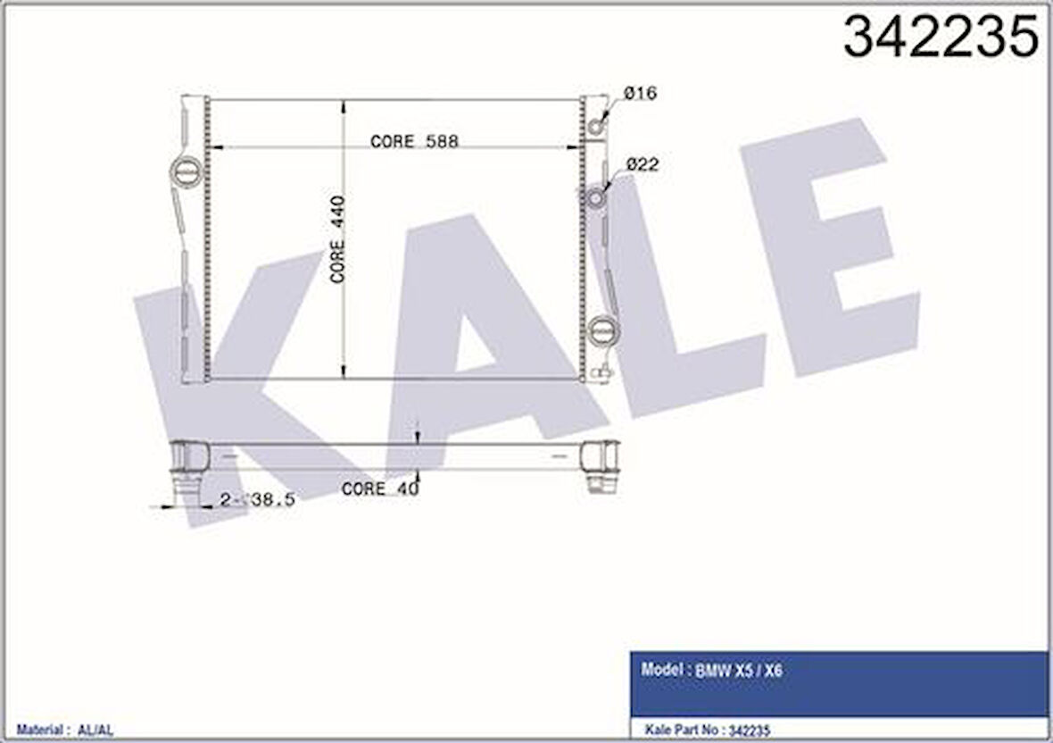 Kale 342235 Motor Su Radyatörü BMW F15 F16 E70 E71 E71 17117533472