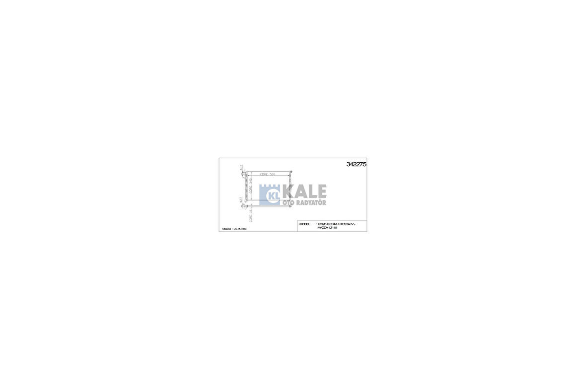Kale 342275 Motor Su Radyatörü AC Fiesta IV 96-02 Mazda 121 III 1.0 1.3 Hcs 1.4 CVH Klimalı 1001856