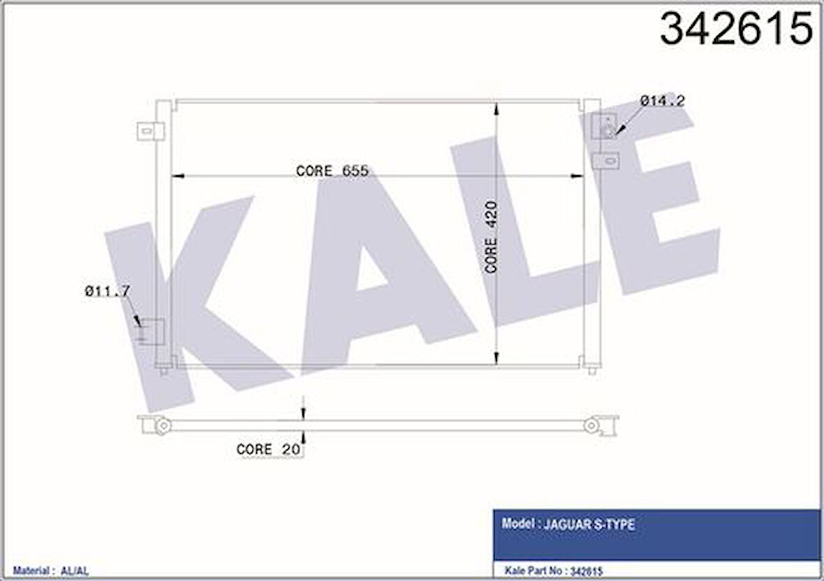 Kale 342615 Klima Radyatörü Aj-V6 Fb Aj-V8 Aj8Ft S-Type II X200 1999 2007 XR854219