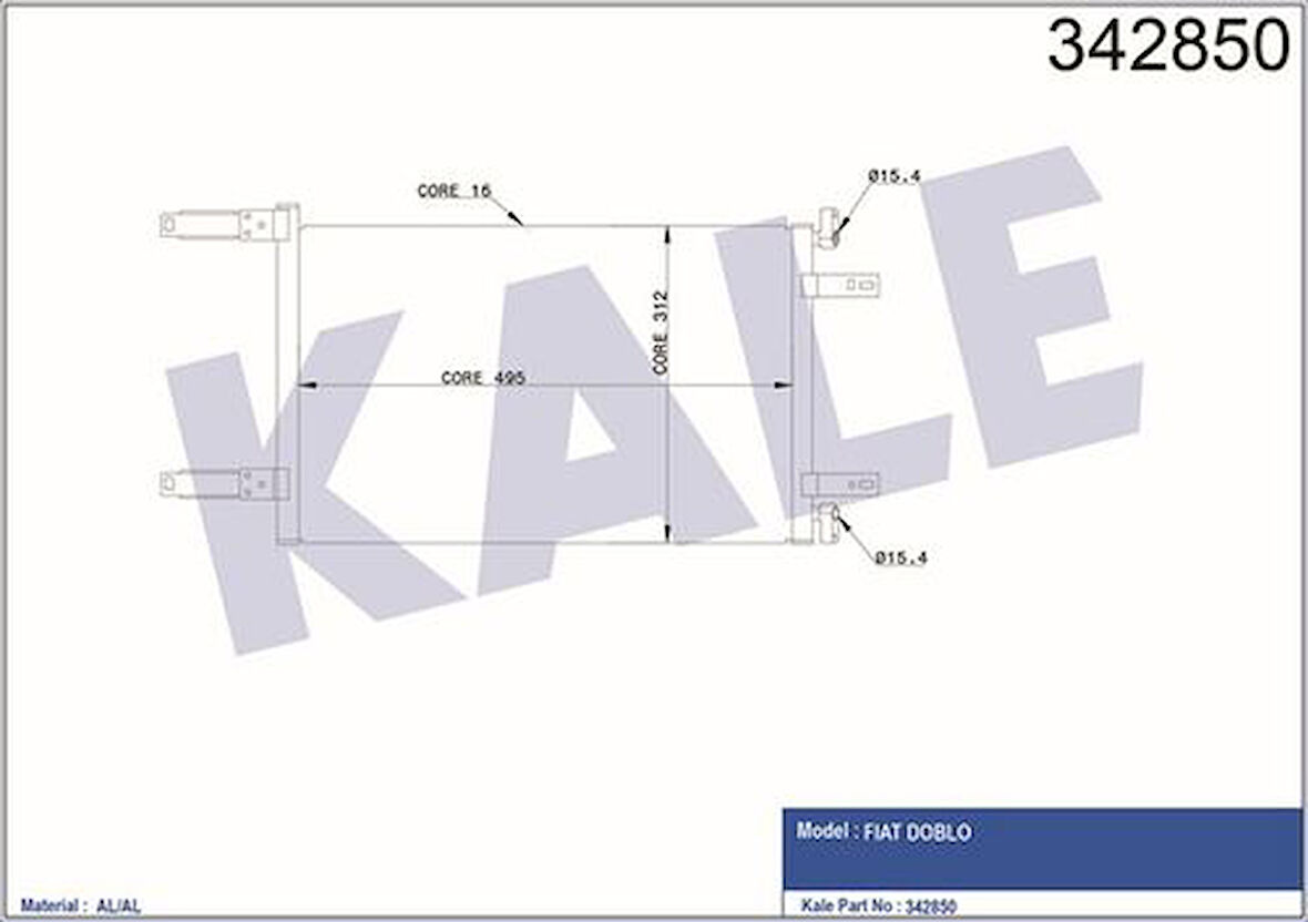 Kale 342850 Klima Radyatörü Kondanser Doblo 1.9D 01- 0000046736891