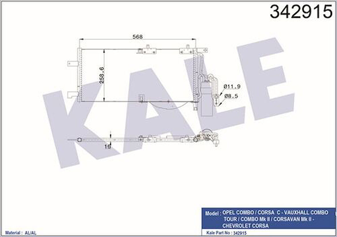 Kale 342915 Klima Radyatörü Corsa Combo 1.7D I DTI 01-558x381 1850071
