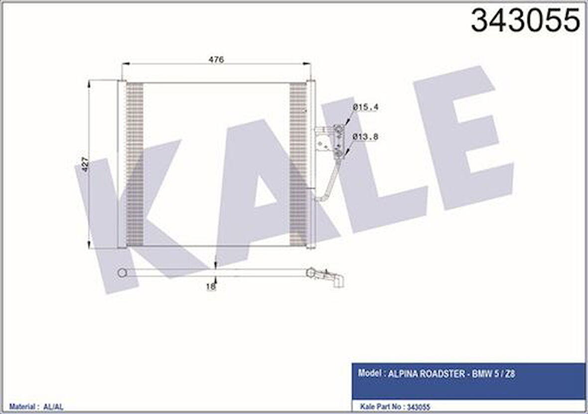 Kale 343055 Klima Radyatörü BMW M52 M54 M62 S62 E39 Z8-E52 96-02 64538378438