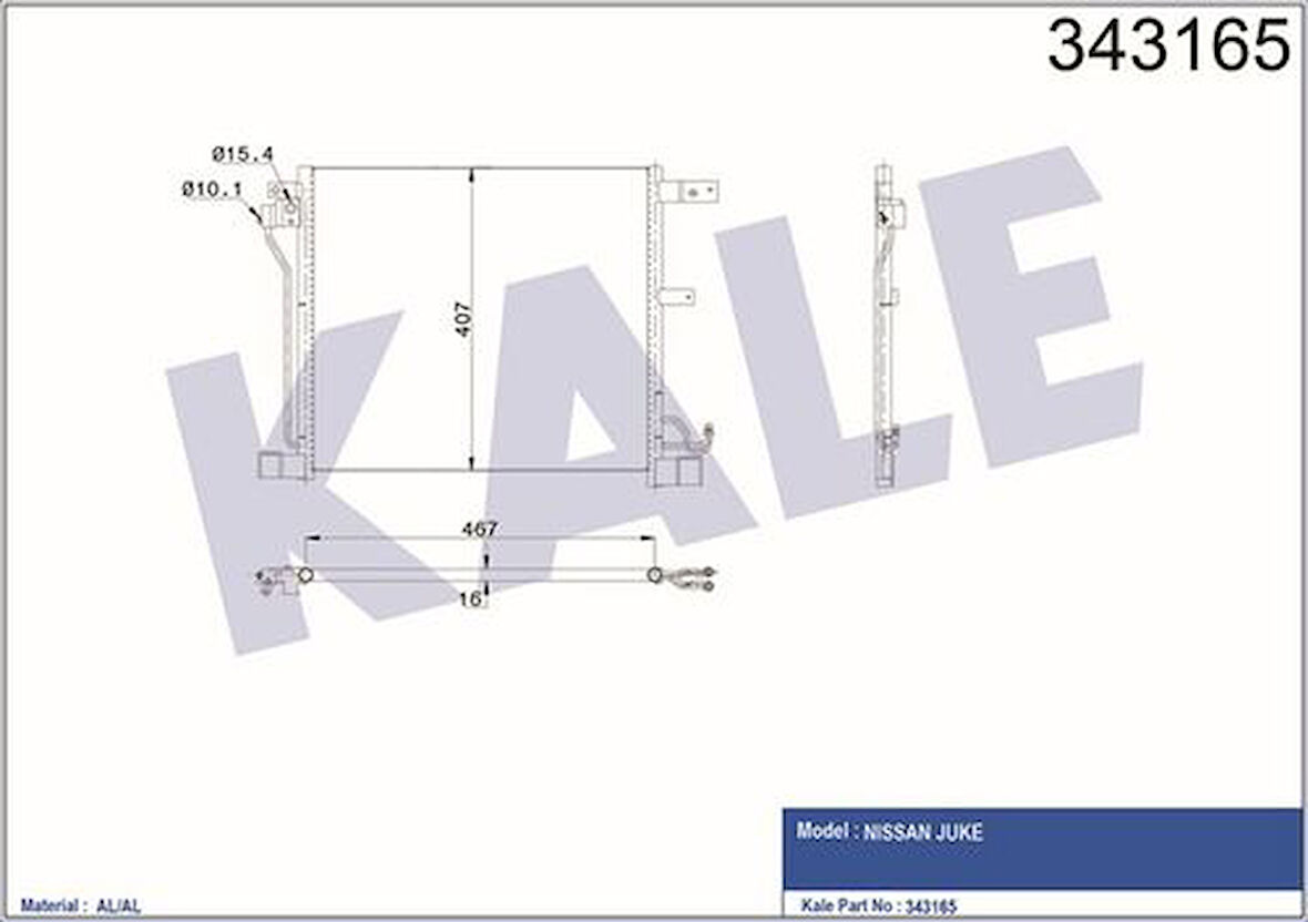 Kale 343165 Klima Radyatörü Nissan Juke 1.5 Dıg T 2010- 921103DD0A