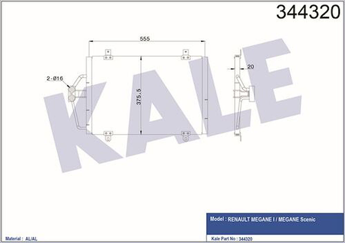 Kale 344320 Klima Radyatörü Megane I 1.4 E 96 02 7700432391