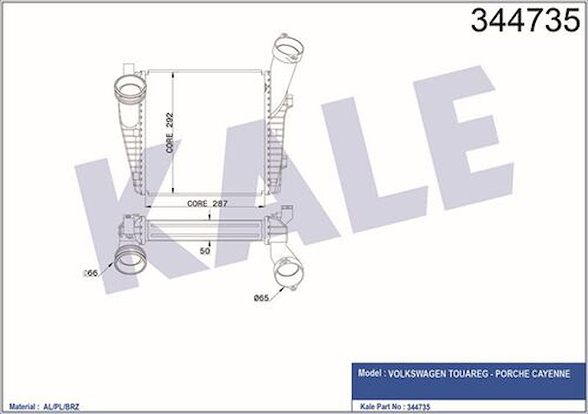 Kale 344735 Turbo Radyatörü Sağ Touareg 5.0TDI V10 4.2TDI V8 02-10-Q7 4.2TDI 07-15 Cayenne 4.5 02-06 7L0145804