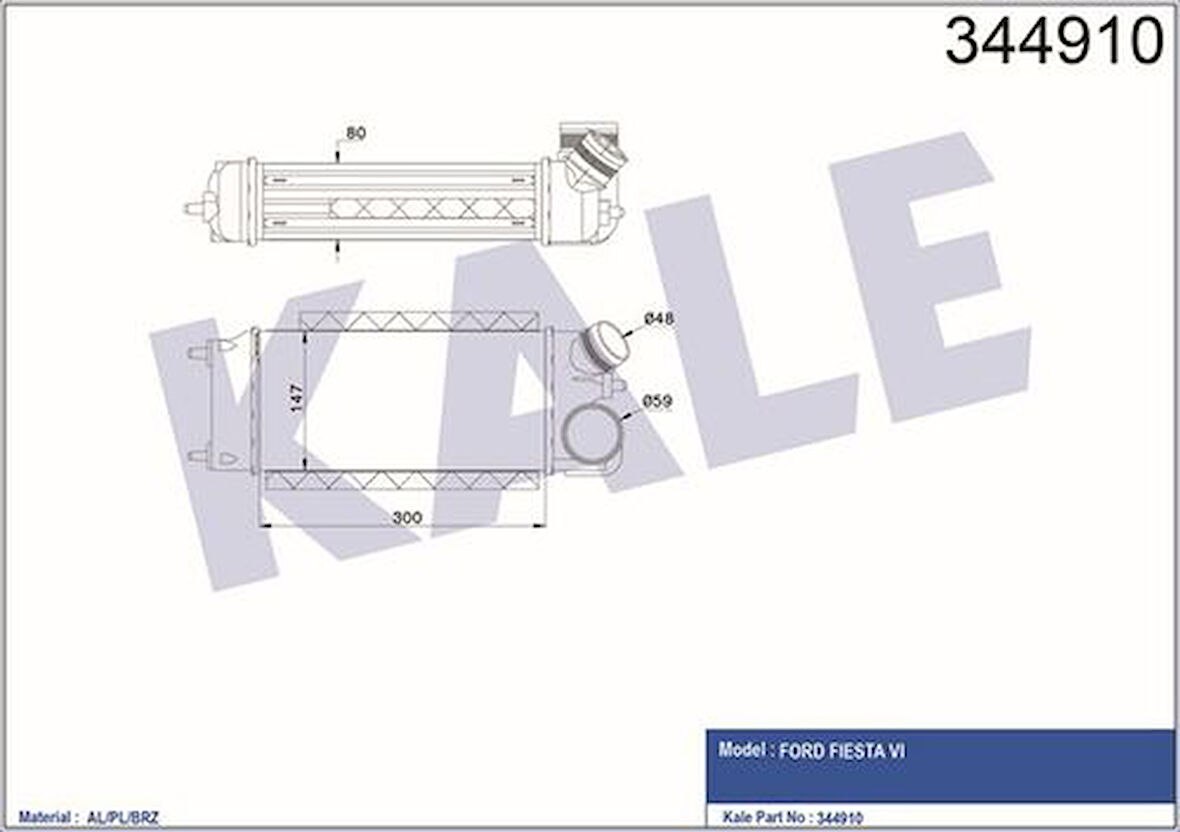 Kale 344910 Turbo Intercooler Radyatörü Fiesta VI 1.6TDCI 08- 8V519L440AF
