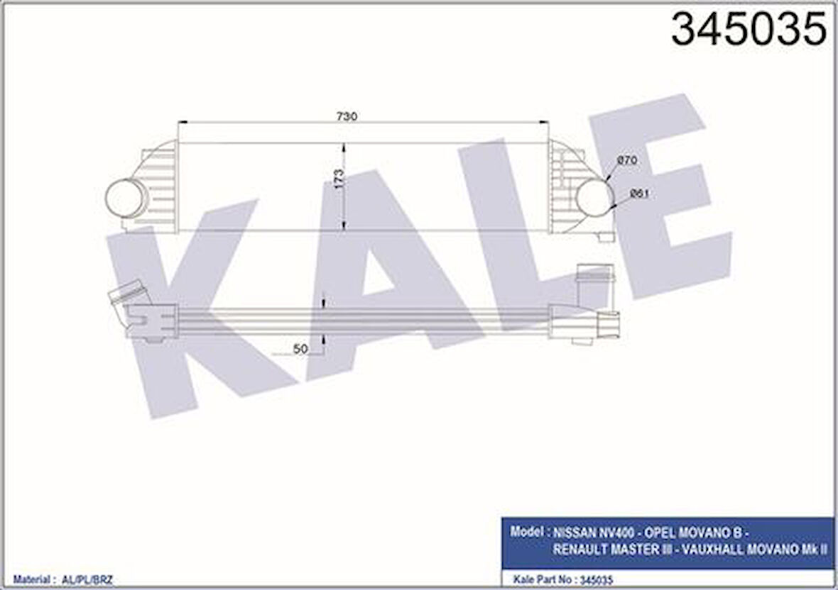Kale 345035 Turbo Radyatörü Master III 2.3DCI 144960015R