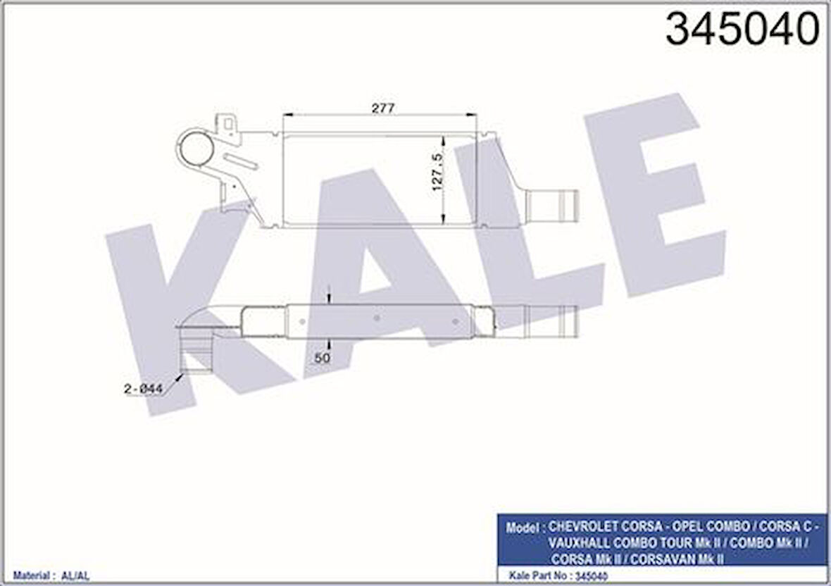 Kale 345040 Turbo Radyatörü Corsa C Combo C 24427069