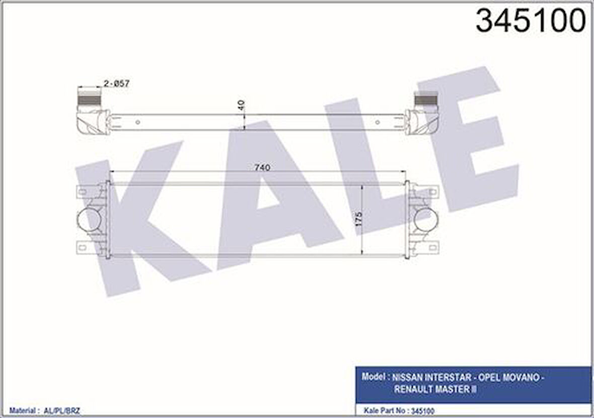Kale 345100 Turbo Radyatörü Master II Movano 2.5DCI G9U OPEL