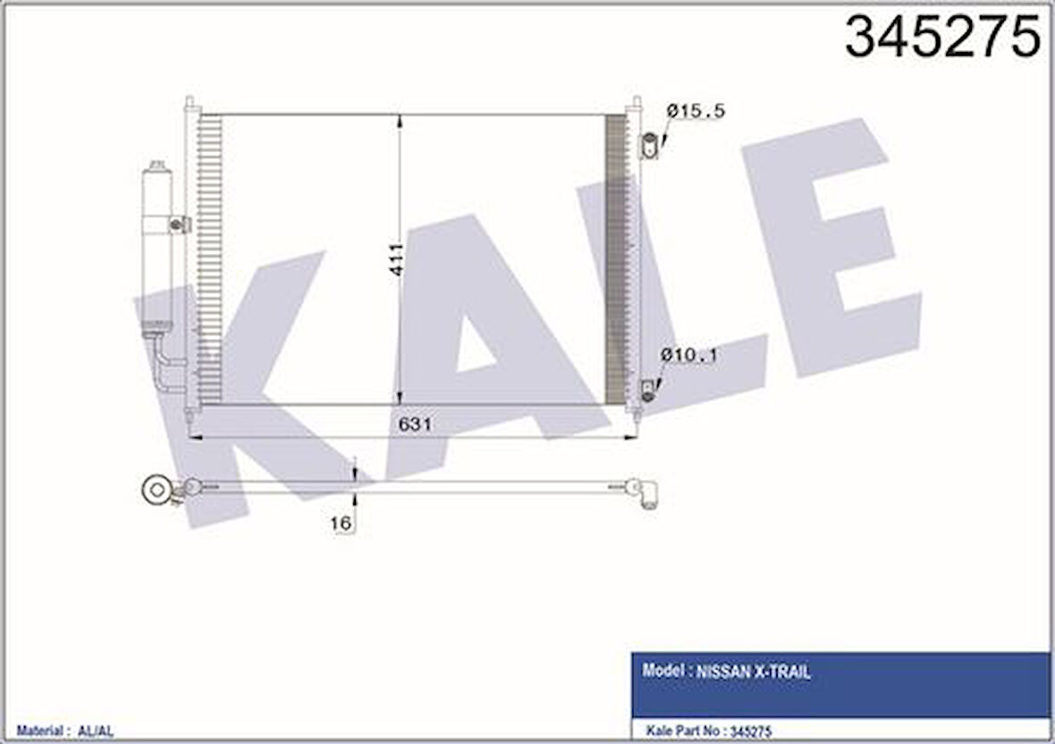 Kale 345275 Klima Radyatörü Nissan XTrail Benzinli Dizel 2007- 92100JG000