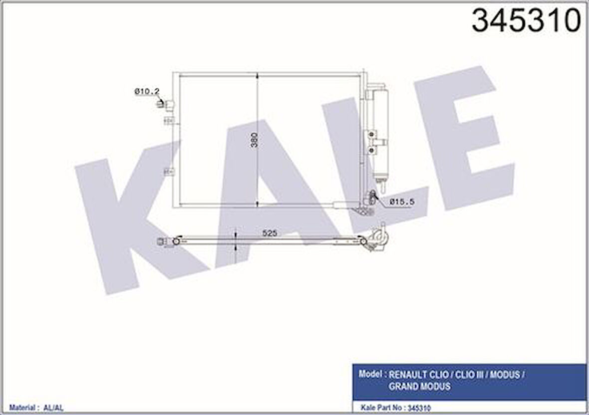 Kale 345310 Klima Radyatörü Kondanser Clio III Modus 1.5DCI K 9K 8200468911