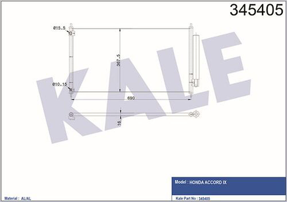 Kale 345405 Klima Radyatörü Honda Accord 2013- 80110T2FA01