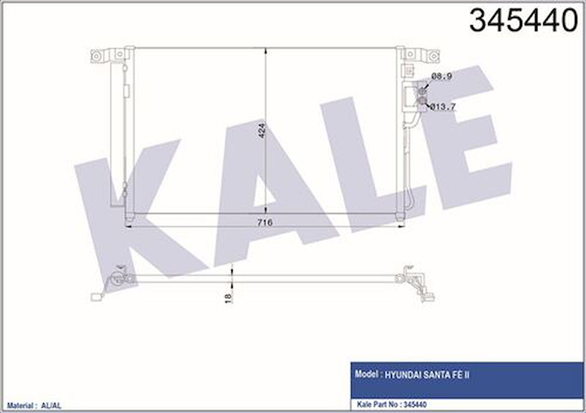 Kale 345440 Klima Radyatörü Komple Santa Fe 2006-Otomatik 976062B100