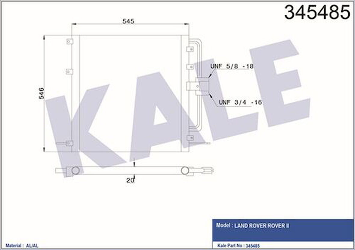 Kale 345485 Klima Radyatörü 25 6T 60 D Range Rover 2 P38A 94 02 AWR1624