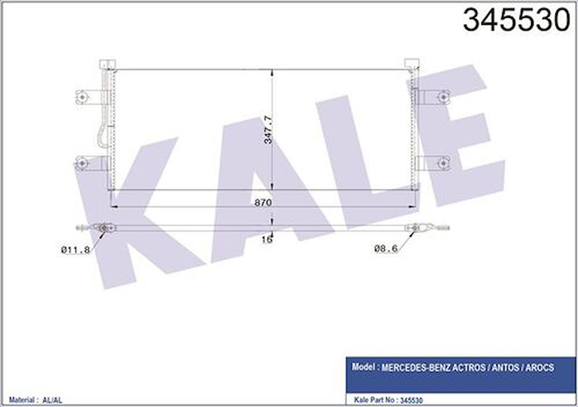 Kale 345530 Klima Radyatörü Actros Mp4 Antos Arocs 2011 Sonrası 9605001454