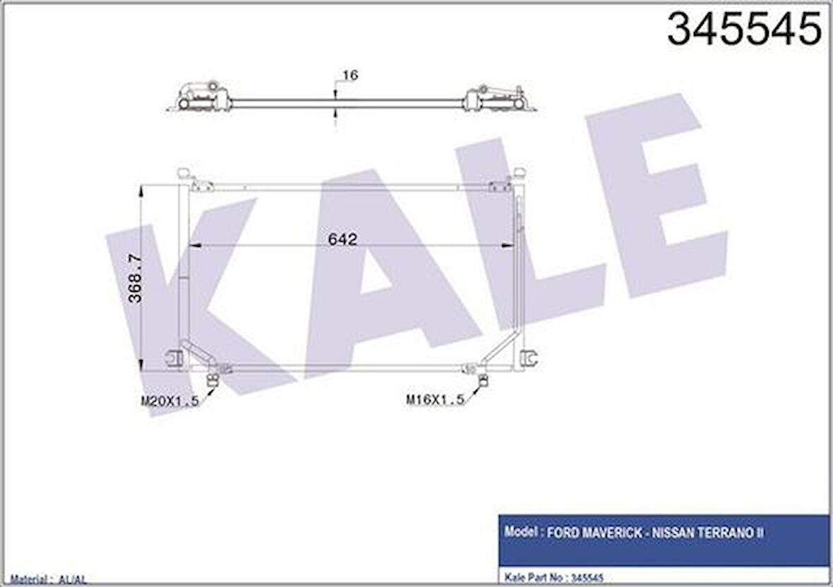 Kale 345545 Klima Radyatörü Terrano II 96-2.4 TDI 1956440