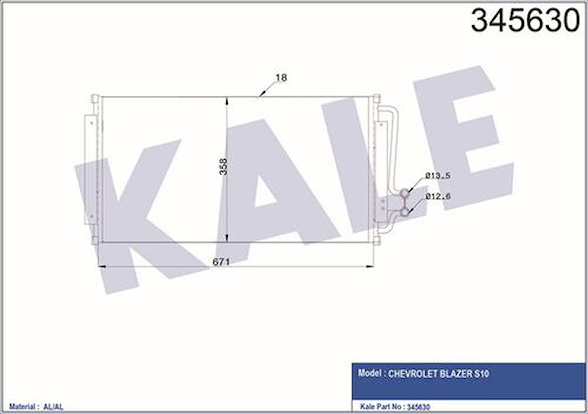 Kale 345630 Kondenser Al Al Blazer S10 52474647
