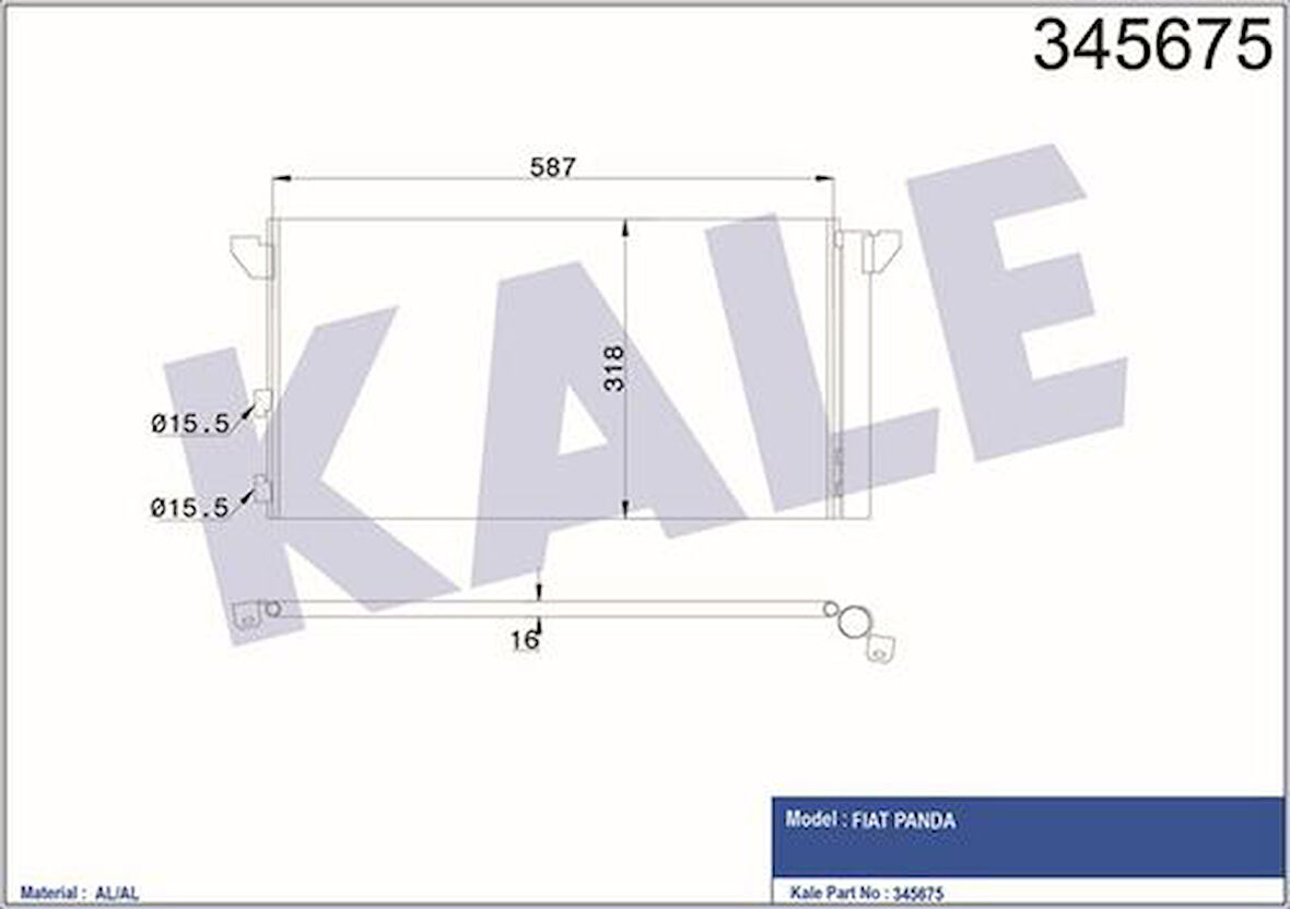 Kale 345675 Klima Radyatörü Kondanser Panda 46798100
