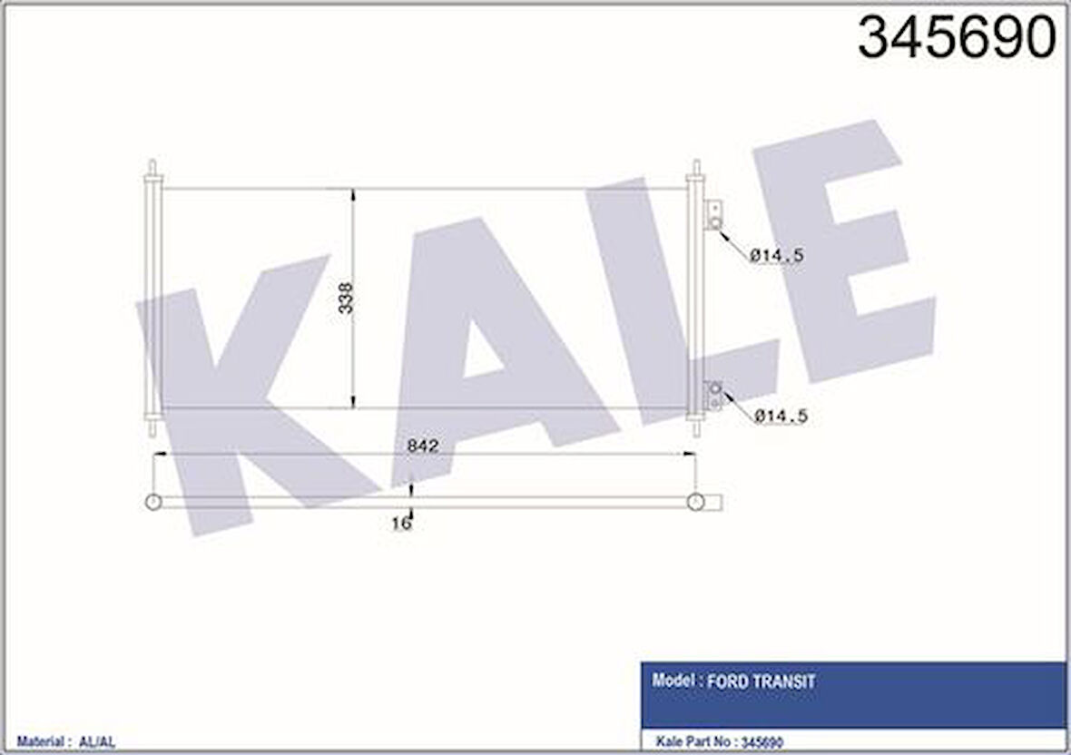 Kale 345690 Klima Radyatörü Kondanser Transit V184 2.0TDCI 2.4 TDCI 00-05 MEYC1H19710BB