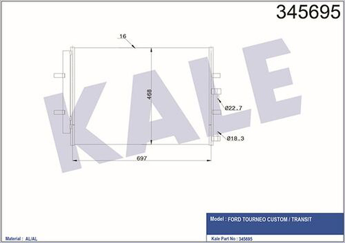 Kale 345695 Klima Radyatörü Kondanser Transit V363 14-Custom 12- BK2119710AB