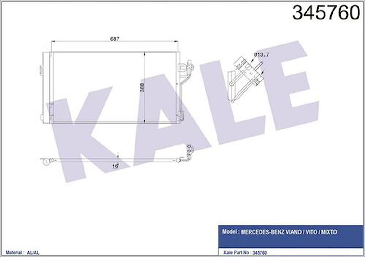 Kale 345760 Klima Radyatörü Viano W639 03-Vito W639 03- 6398350270