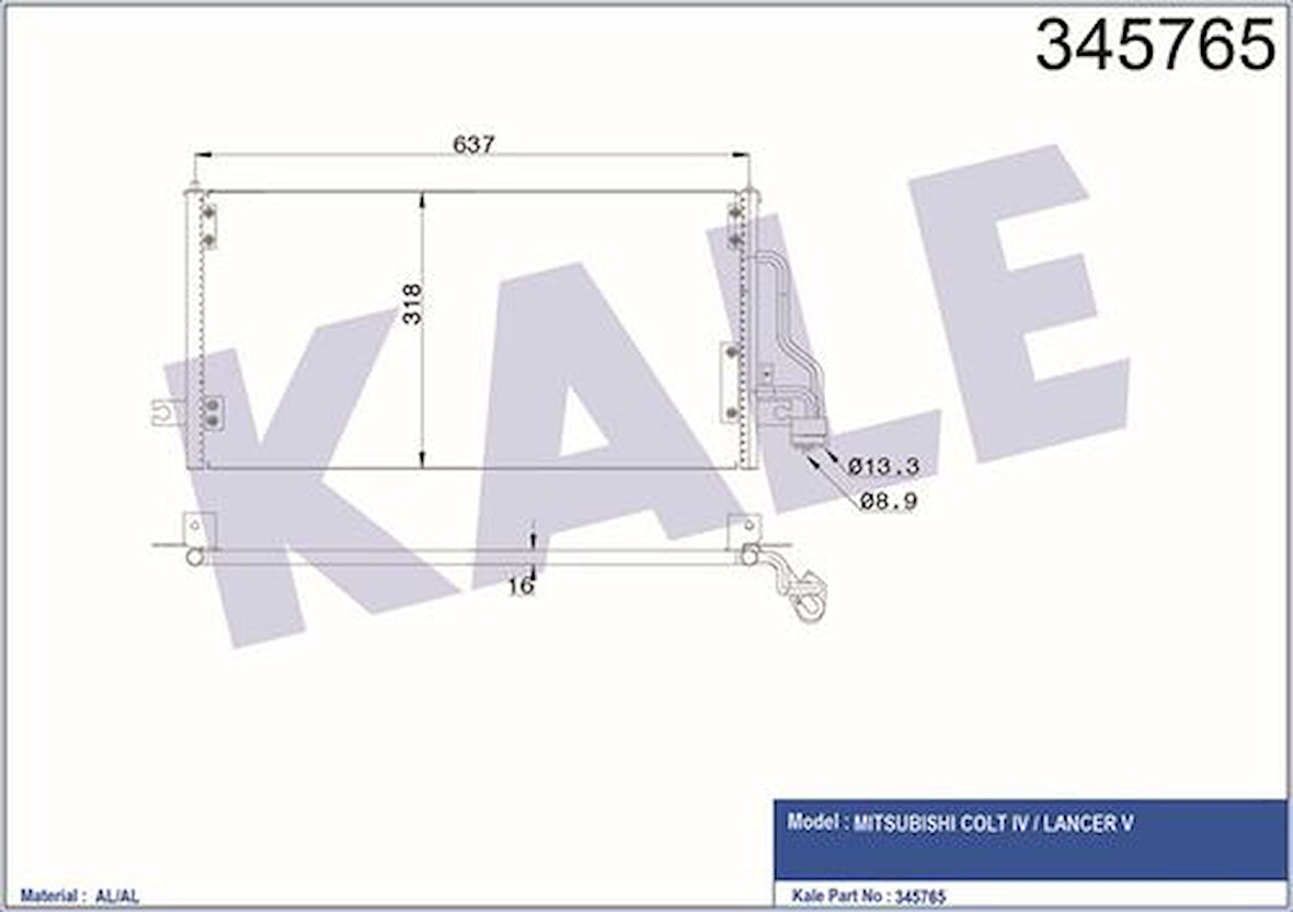 Kale 345765 Kondenser Al Al Colt IV-Lancer V MB115853