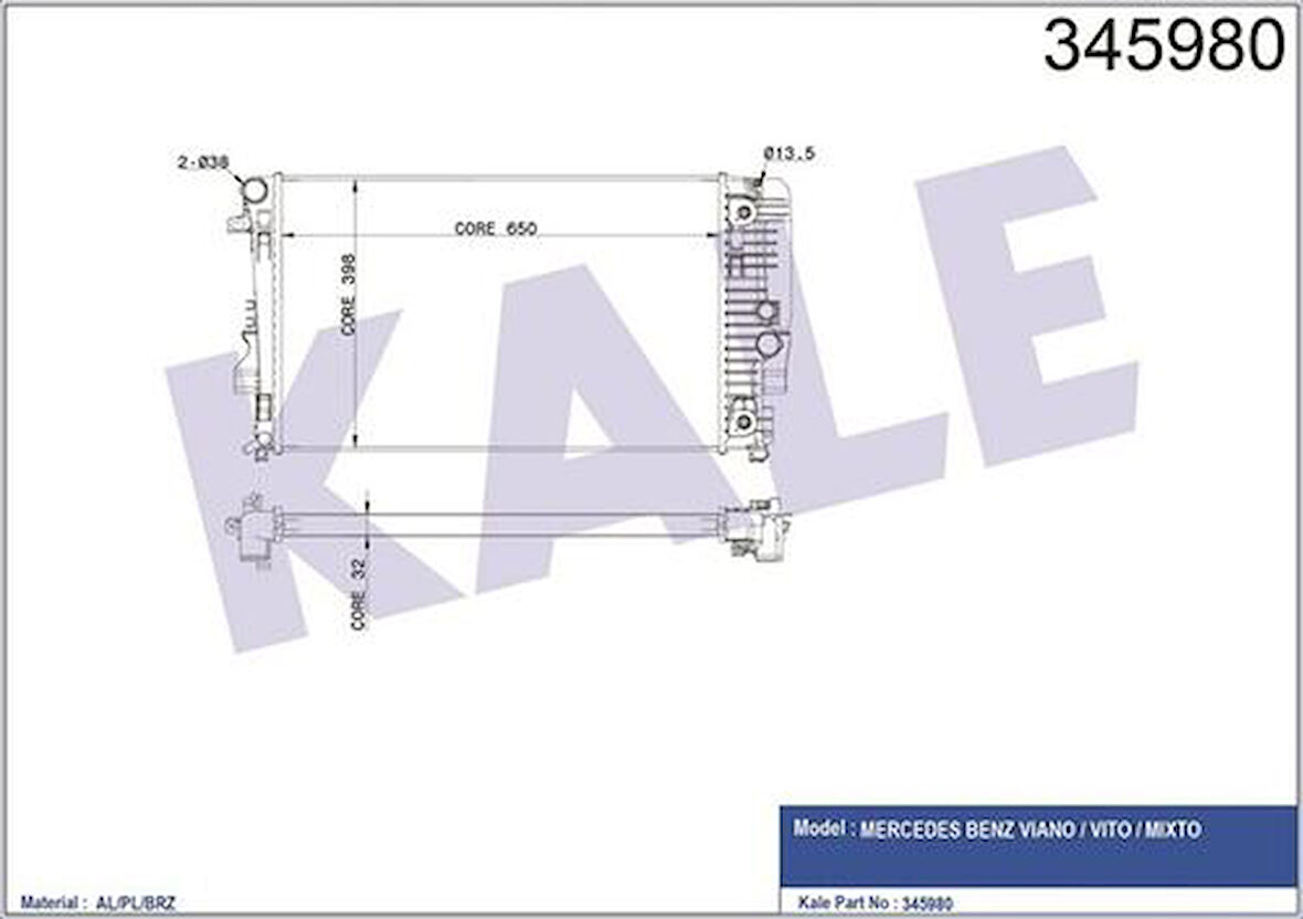 Kale 345980 Motor Su Radyatörü Viano W639 03-Vito W639 03- 6395010701