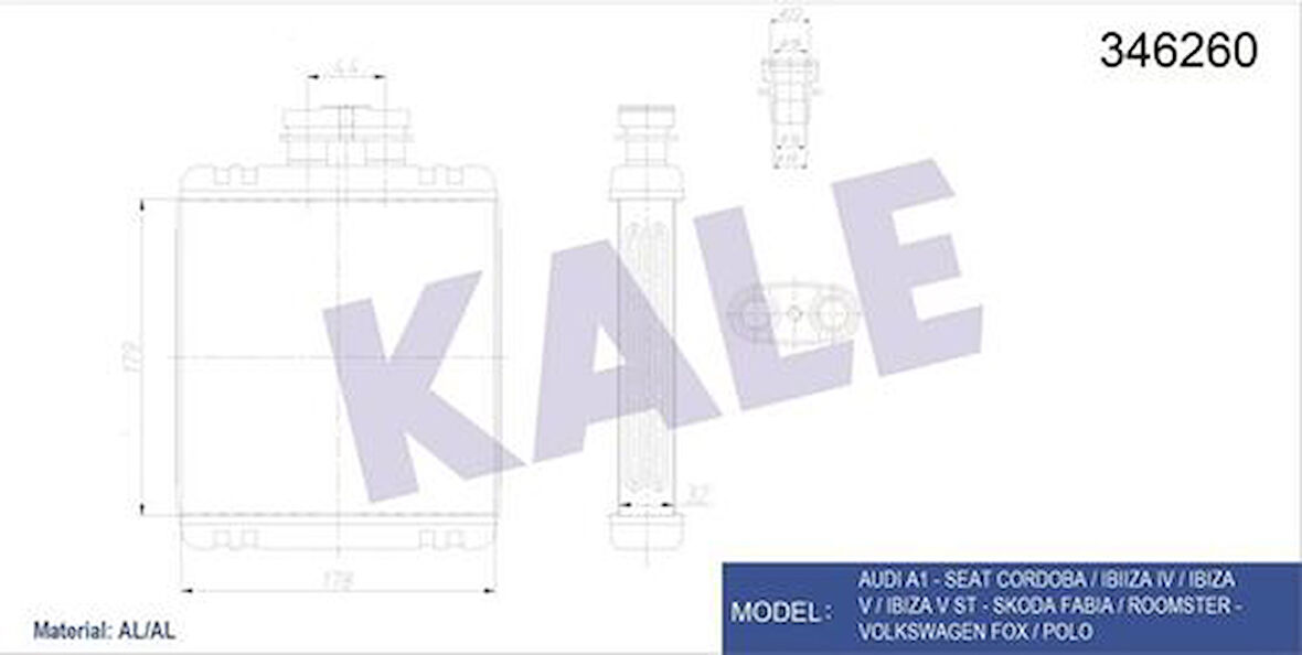 Kale 346260 Kalorifer Radyatörü Cordoba Ibiza Fabia 1.2 1.4 1.6 06-08 6Q0819031