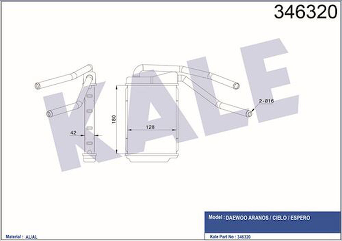 Kale 346320 Kalorifer Radyatörü Daewoo Espero-Cıelo Al-Brz 3059812