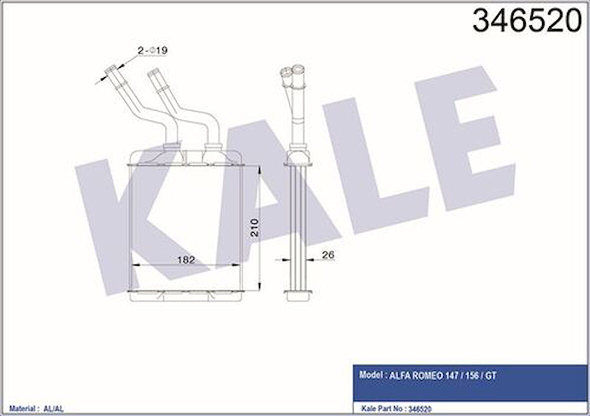 Kale 346520 Kalorifer Radyatörü Alfa 147 156 Gt 46799655