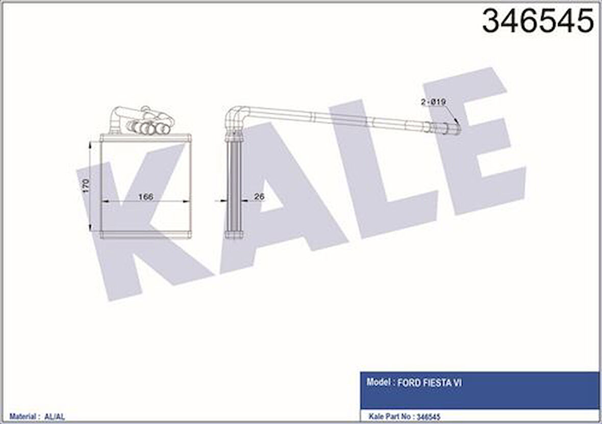 Kale 346545 Kalorifer Radyatörü Fiesta Cb1 08-12 VI 08-Brazing 8V5118B539AC