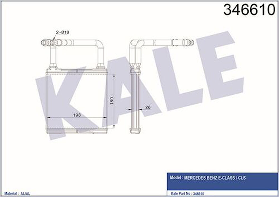 Kale 346610 Kalorifer Radyatörü X218 13-17 C219 04-10 C218 13-17 W211 04-07 2118300361