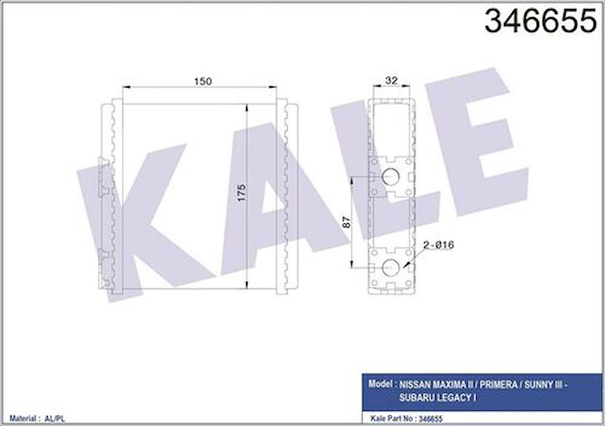 Kale 346655 Kalorifer Radyatörü Primera 90-95 Sunny 90-94 Micra K11 92-01 271406JH15