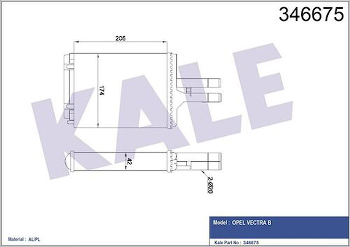 Kale 346675 Kalorifer Radyatörü Vectra B Klimasız 1843107
