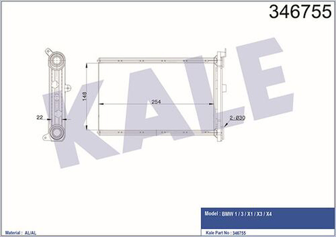 Kale 346755 Kalorifer Radyatörü BMW E87 E90 F26 F25 E84 E92 E91 E80 64119128953