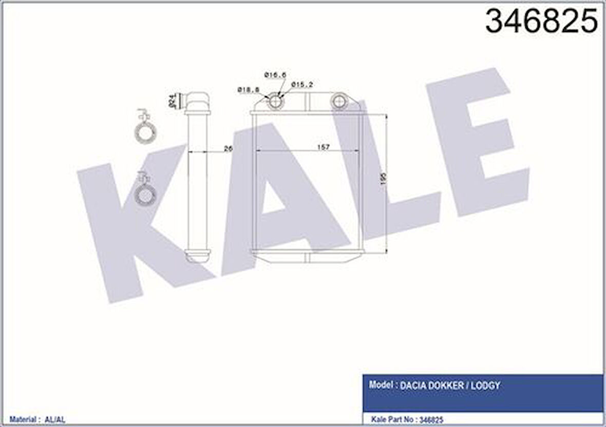 Kale 346825 Kalorifer Radyatörü Dacia Dokker Lodgy 1.2 TCE 1.5 DCI 1.5 271154491R