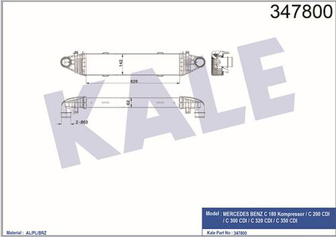 Kale 347800 Turbosarj Radyatörü C-Serisi W204 07-14 S204 07-13 2045000300