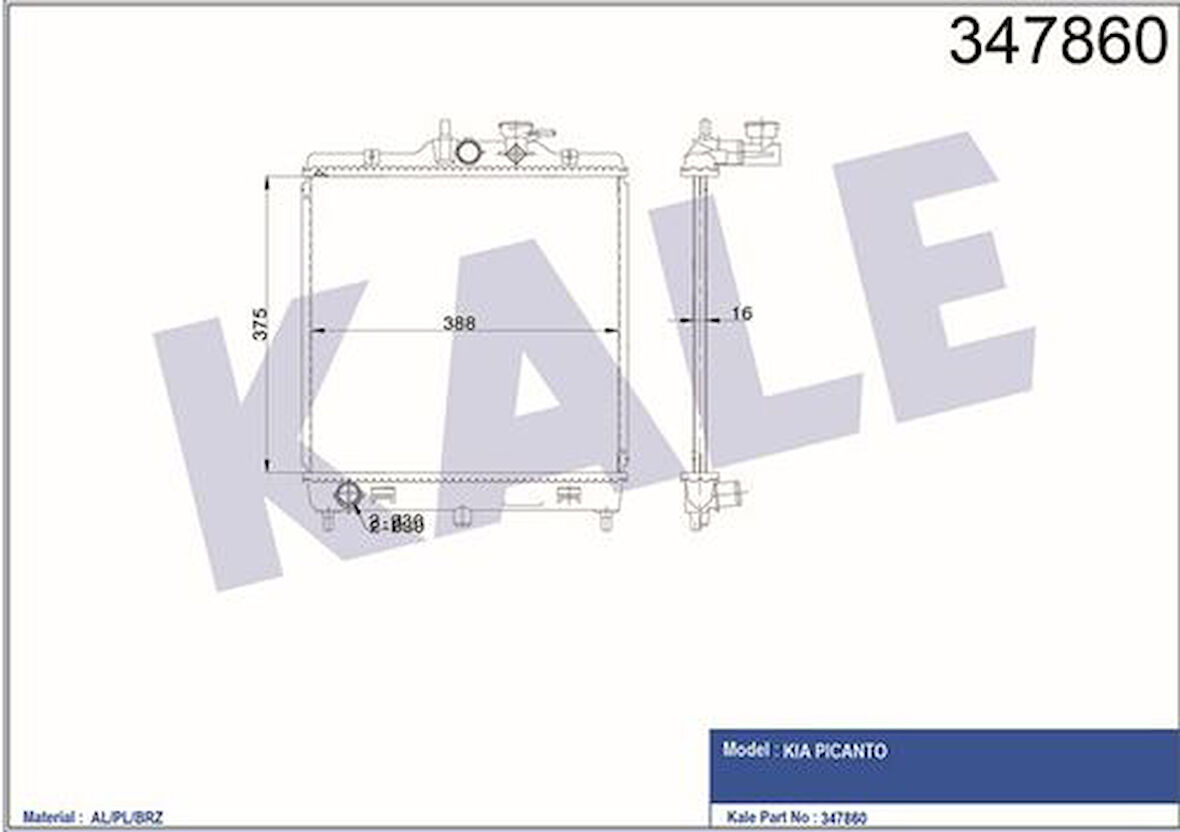 Kale 347860 Motor Radyatörü Picanto 1.0 1.1 2004-Otomatik Vites 2531007100