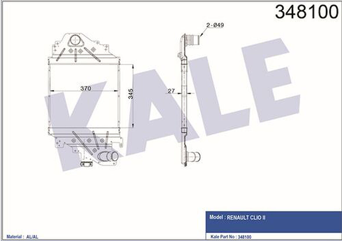 Kale 348100 Turbo Radyatörü Clio II 1.5DCI 2E0122101