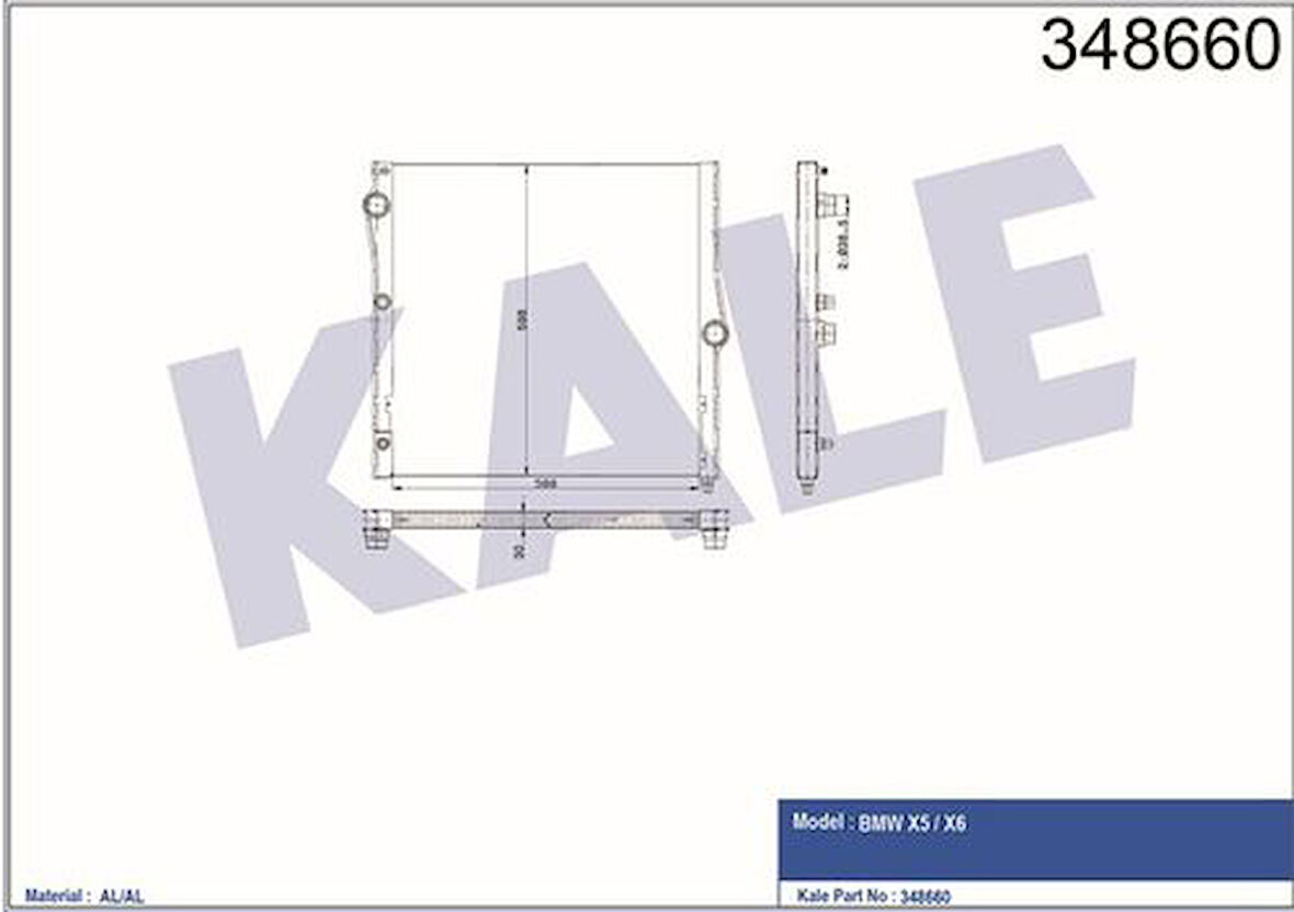 Kale 348660 Motor Su Radyatörü BMW E70 11-13 F15 13-18 E71 E72 11-13 17117576272