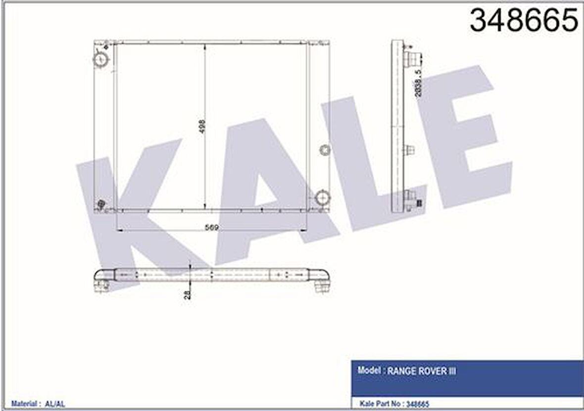 Kale 348665 Motor Su Radyatörü Range Rover 3.0 Dizel PCC000840