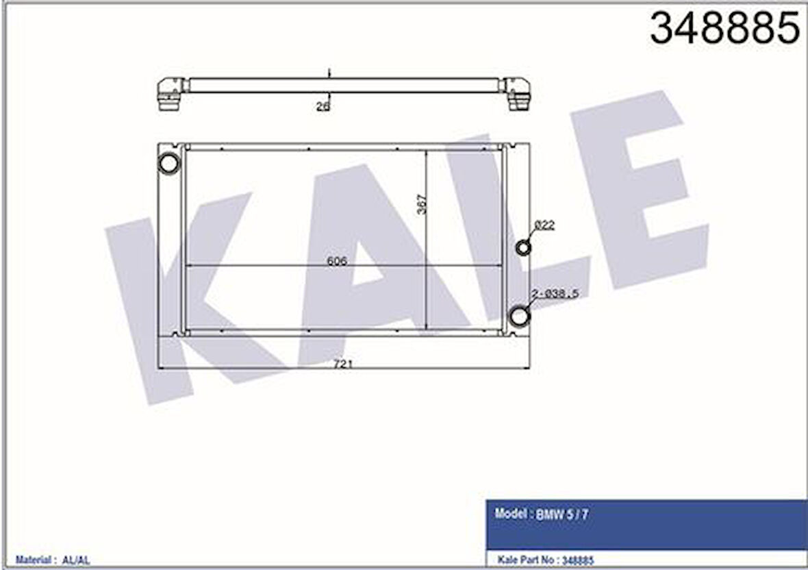 Kale 348885 Motor Su Radyatörü BMW E60 E63 E63 7795878