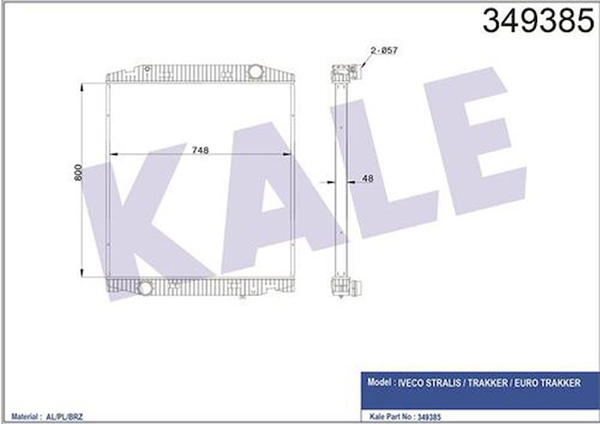Kale 349385 Motor Su Radyatörü Iveco Stralis Trakker Eurotrakker (Çerçevesiz) (Mt) 41218266
